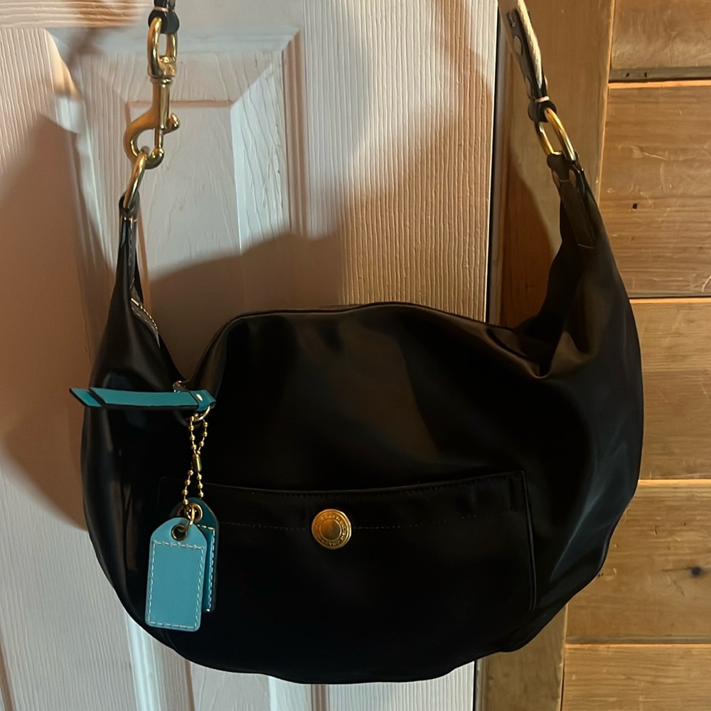 Coach Hobo Black Satin Handbag Nwot